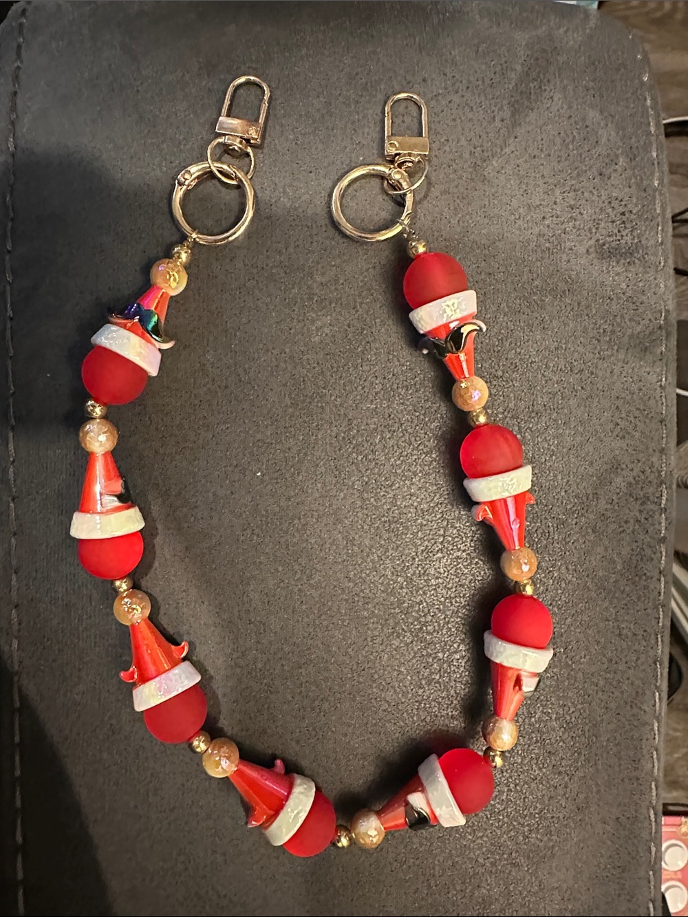 Women’s Beaded Christmas bag chain with Gold Hardware